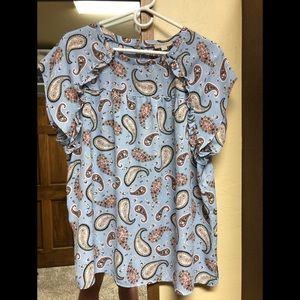 LOFT powder blue paisley top